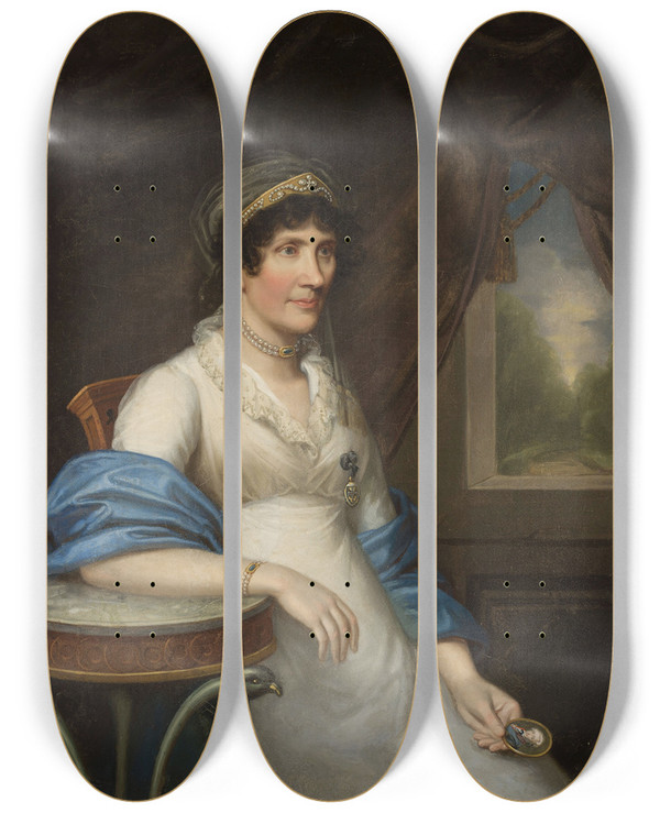 Triptych art skateboard deck of Joseph Karl Stieler Portrait Of Marianna Dembiska Ne Moszyska by Joseph Karl Stieler (1781-1858)