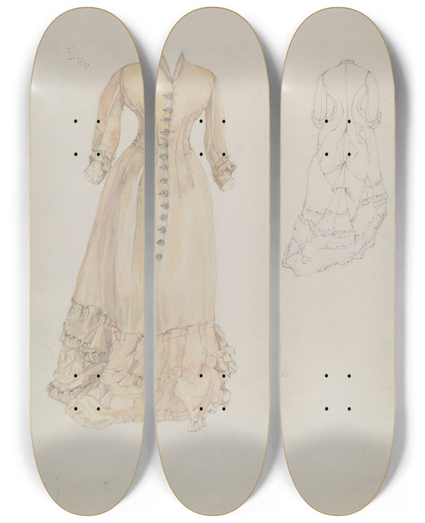 Triptych art skateboard deck of Arelia Arbo Wedding Dress_1 by Arelia Arbo