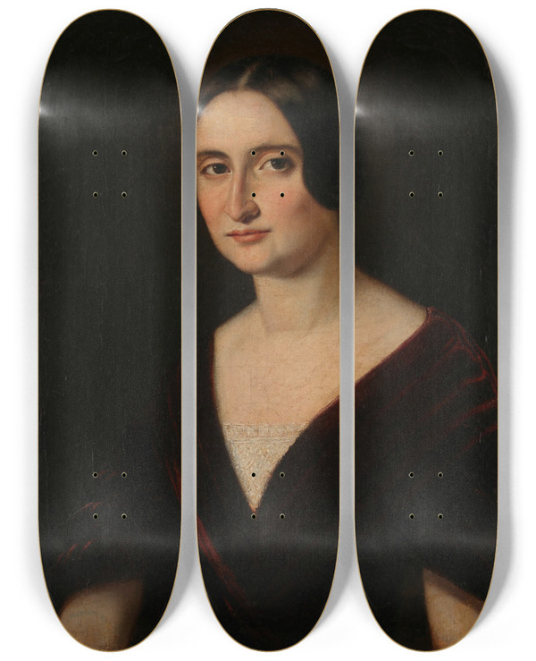 Triptych art skateboard deck of Prilidiano Pueyrredn Retrato De Seora by Prilidiano Pueyrredon (1823-1870)