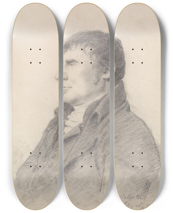 Triptych art skateboard deck of George Dance Portrait Of A Man_1 by George Dance (1741-1825)