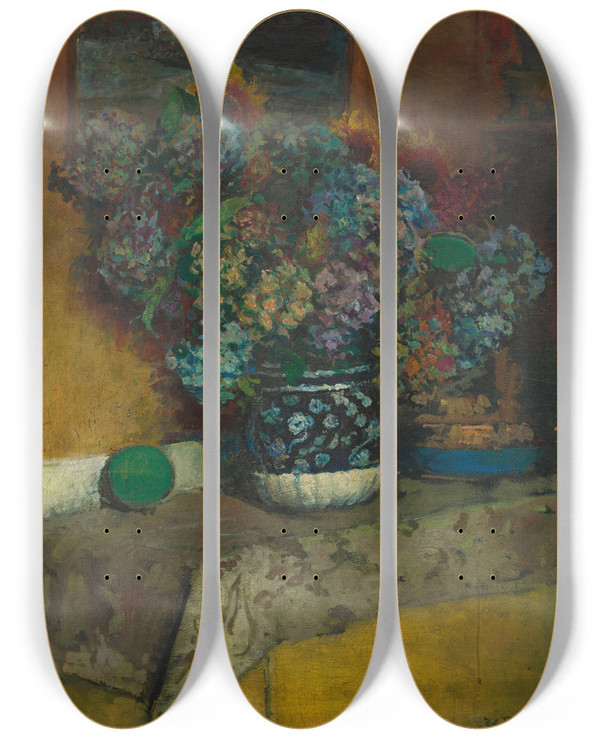 Triptych art skateboard deck of Jacquesmile Blanche Au Th De La Madeleine Fin Du Jour by Jacques-mile Blanche (1861-1942)