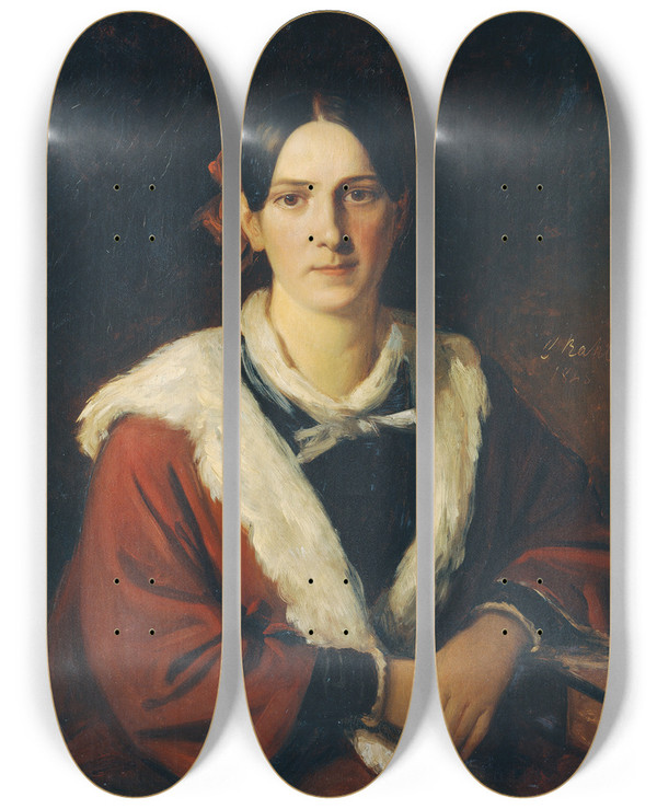 Triptych art skateboard deck of Carl Rahl Luise Von Schwind Die Gattin Des Malers Moritz Von Schwind by Carl Rahl (1812-1865)