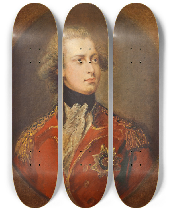 Triptych art skateboard deck of Gainsborough Dupont George Iv As Prince Of Wales by Gainsborough Dupont (1754-1797)