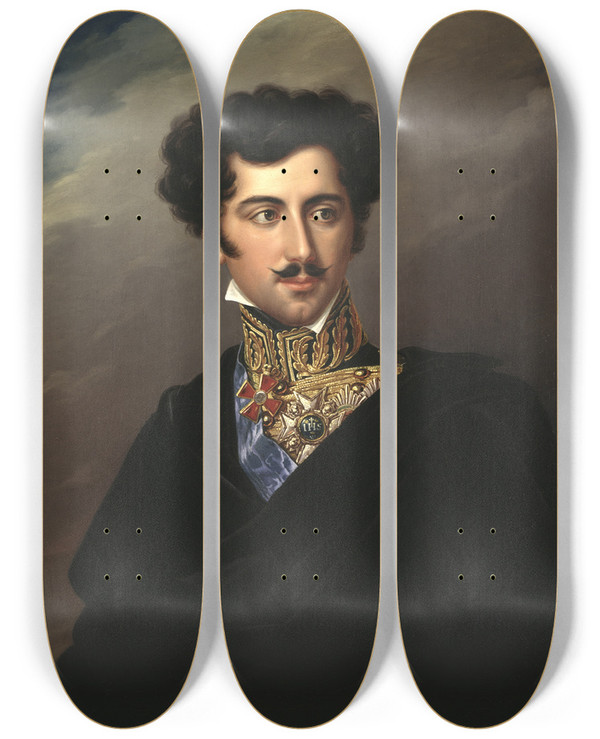 Triptych art skateboard deck of Fredric Westin Oskar I 17991859 King Of Sweden And Norway_2 by Fredric Westin (1782-1862)