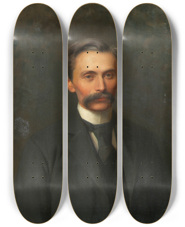 Triptych art skateboard deck of Zygmunt Ajdukiewicz Minister Dr Rottner by Zygmunt Ajdukiewicz (1861-1917)