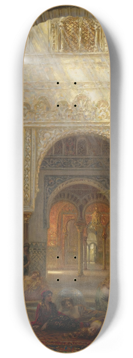 Ernest Karl Eugen Koerner - The Patio Della Reina, The Alcazar, Sevilla 8.25 inch art skate deck