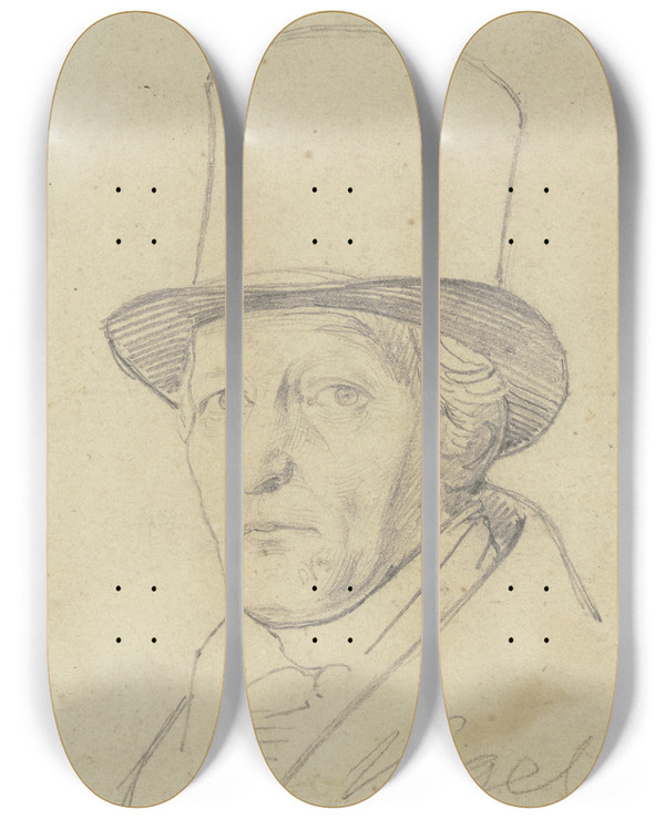 Triptych art skateboard deck of Carl Hoff Portrait Of Vogel by Carl Hoff (1807-1862)