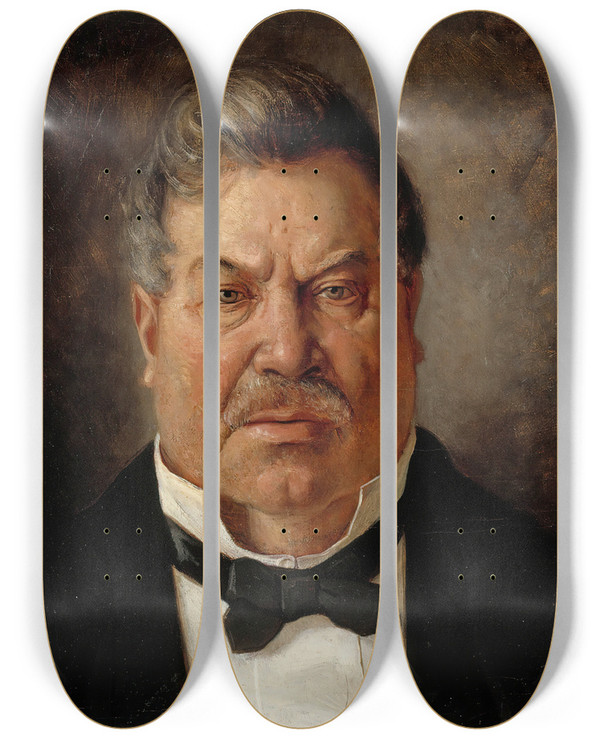 Triptych art skateboard deck of Albert Edelfelt Portrait Of August Streng by Albert Edelfelt (1854-1905)