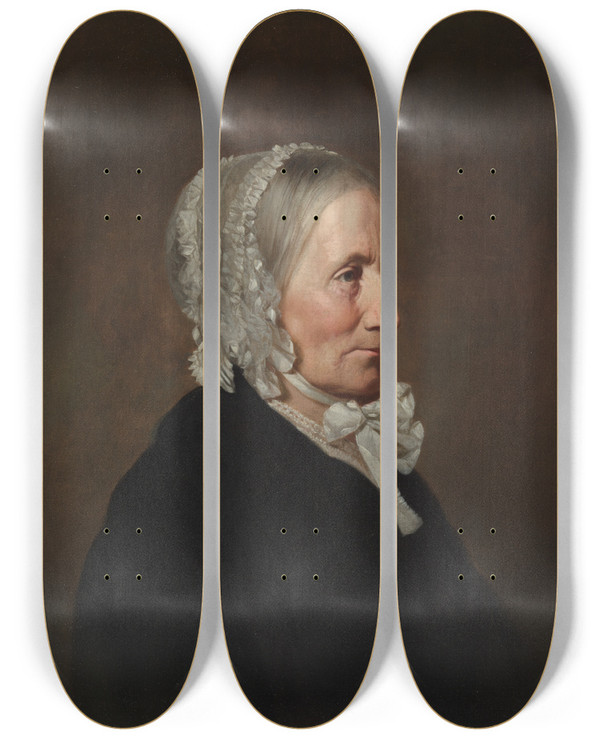 Triptych art skateboard deck of Allen Smith Portrait Of The Artists Mother by Allen Smith (1810-1890)