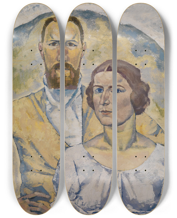 Triptych art skateboard deck of August Babberger Selbstbildnis Des Knstlers Mit Seiner Frau by August Babberger (1885-1936)