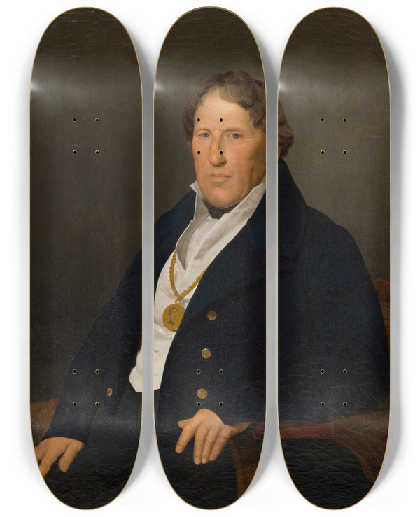 Triptych art skateboard deck of Ferdinand Georg Waldmller Der Schiffsmeister Mathias Feldmller by Ferdinand Georg Waldmuller (1793-1865)