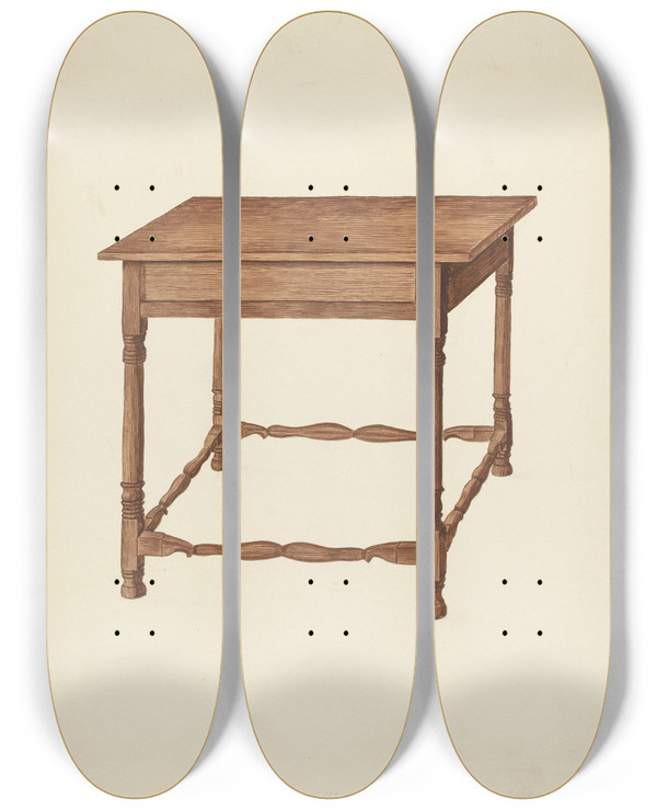 Triptych art skateboard deck of Frederick Jackson Table_3 by Frederick Jackson