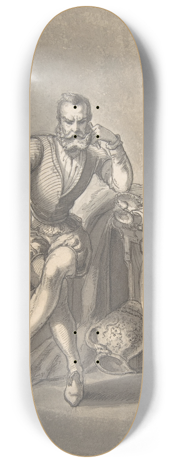 Ernest Meissonier - Portrait of a Silversmith, Seated 8.25 inch art skate deck