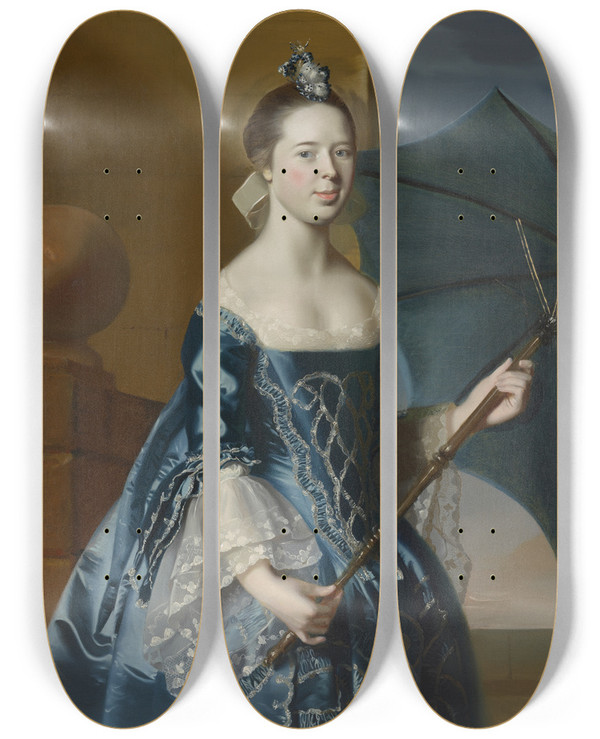 Triptych art skateboard deck of John Singleton Copley Mrs Benjamin Pickman Mary Toppan by John Singleton Copley (1738-1815)