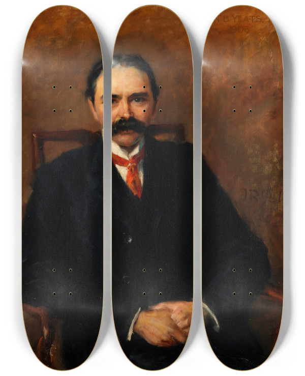 Triptych art skateboard deck of John Butler Yeats Portrait Of Douglas Hyde First President Of Ireland 18601949 Poet And Scholar by John Butler Yeats (1839-1922)