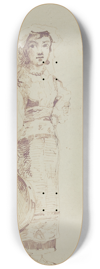 Ernest Meissonier - Woman with a Tambourine (verso) 8.25 inch art skate deck