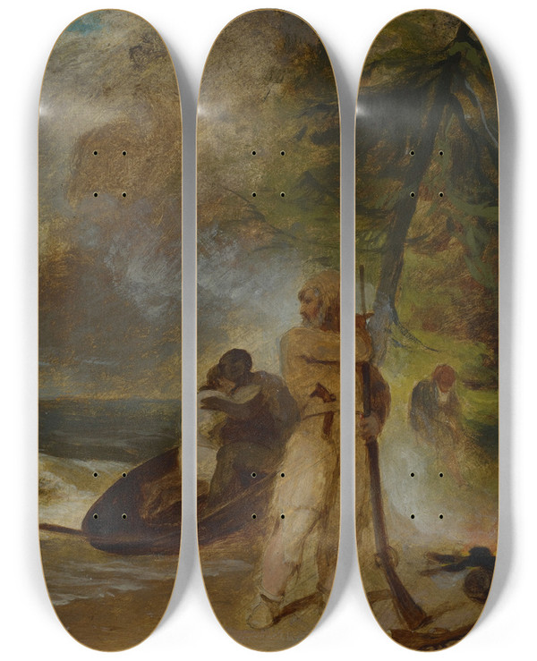 Triptych art skateboard deck of Thomas Sully Fridays Father Rescued by Thomas Sully (1783-1872)