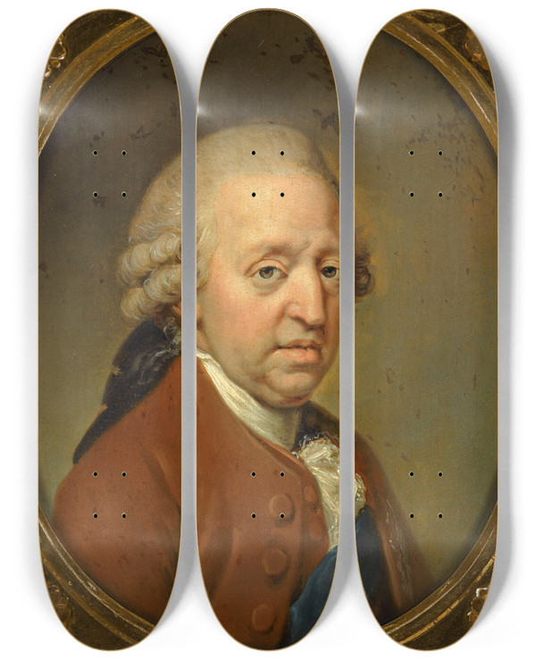 Triptych art skateboard deck of Hugh Douglas Hamilton Portrait Of Prince Charles Edward Stuart The Young Pretender 17201788 by Hugh Douglas Hamilton (1739-1808)