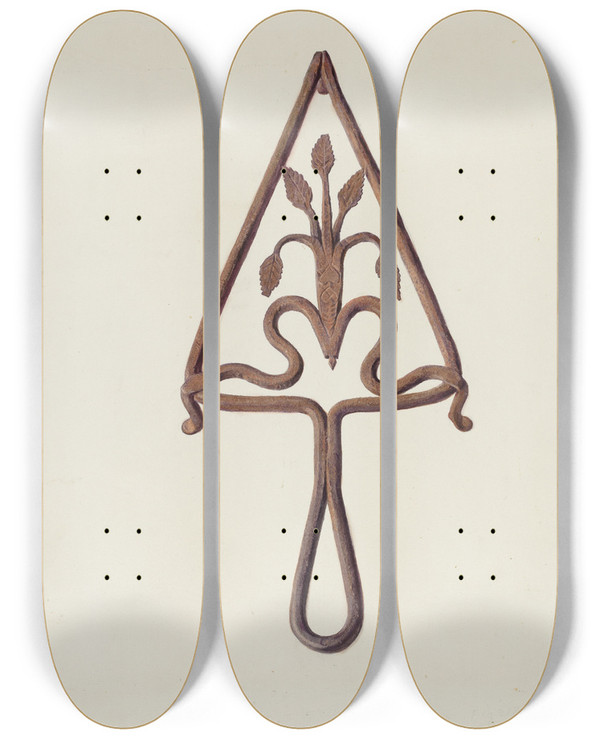 Triptych art skateboard deck of Fritz Boehmer Trivet by Fritz Boehmer