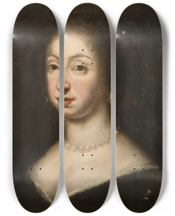 Triptych art skateboard deck of David Klcker Ehrenstrahl Hedvig Eleonora 16361715 Princess Of Holsteingottorp Queen Of Sweden by David Klocker Ehrenstrahl (1628-1698)