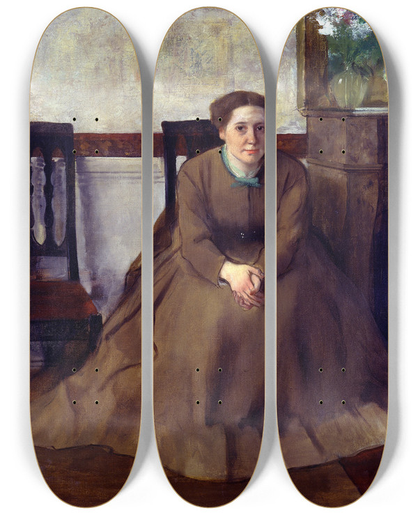Triptych art skateboard deck of Edgar Degas Victoria Dubourg_1 by Edgar Degas (1834-1917)