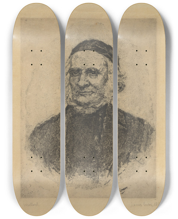 Triptych art skateboard deck of James Ensor Portret Van De Scandinaafse Botanicus Elias Fries by James Ensor (1860-1949)