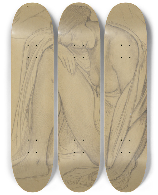 Triptych art skateboard deck of Richard Nicolas Roland Holst Zittende Vrouw by Richard Nicolaus Roland Holst (1868-1938)