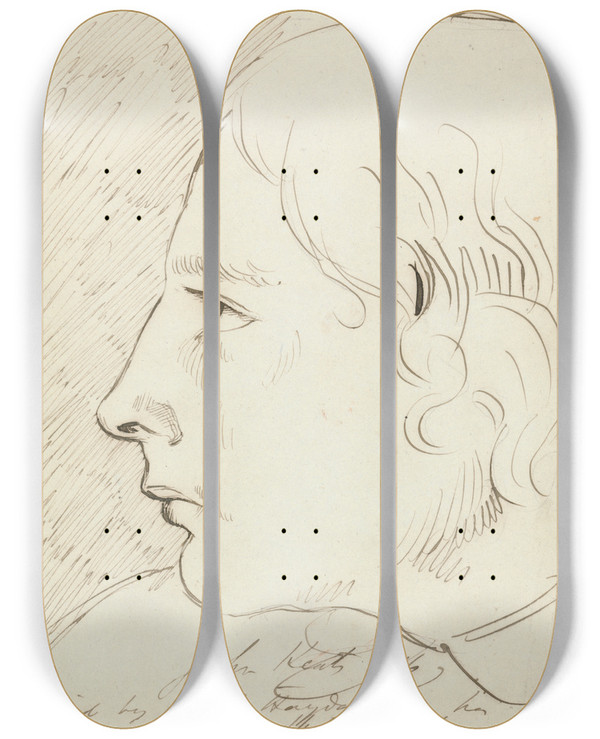 Triptych art skateboard deck of Benjamin Robert Haydon John Keats by Benjamin Robert Haydon (1786-1846)