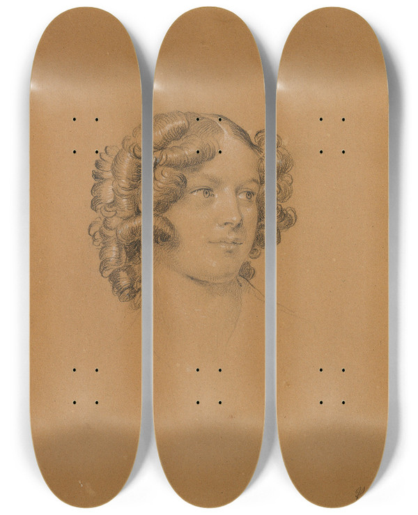 Triptych art skateboard deck of Johann Peter Krafft Portrtstudie Zum Einzug Nach Dem Pariser Frieden by Johann Peter Krafft (1780-1856)