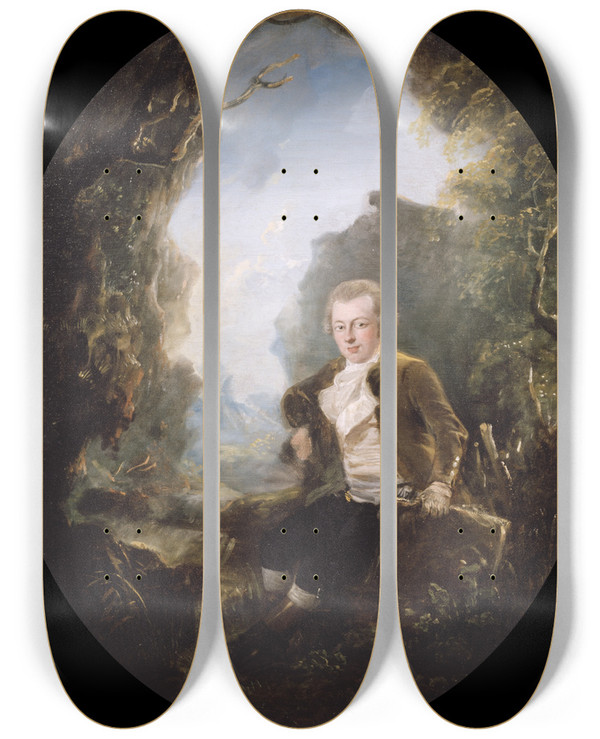 Triptych art skateboard deck of Elias Martin Johan Fredrik Martin by Elias Martin (1739-1818)