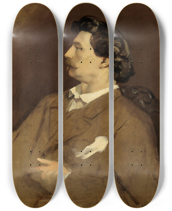 Triptych art skateboard deck of Anselm Feuerbach Selbstbildnis_3 by Anselm Feuerbach (1829-1880)