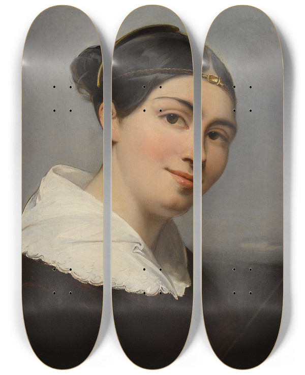 Triptych art skateboard deck of Franois Grard Portrait De Julie Duvidal De Montferrier by Francois Gerard (1770-1837)