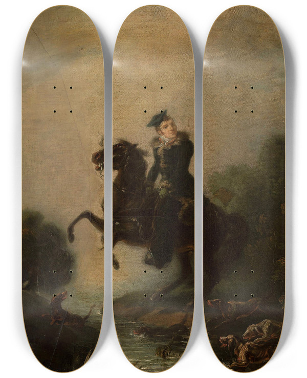 Triptych art skateboard deck of Piotr Michaowski Portrait Of Ignacy Konarski On Horseback by Piotr Michalowski (1800-1855)
