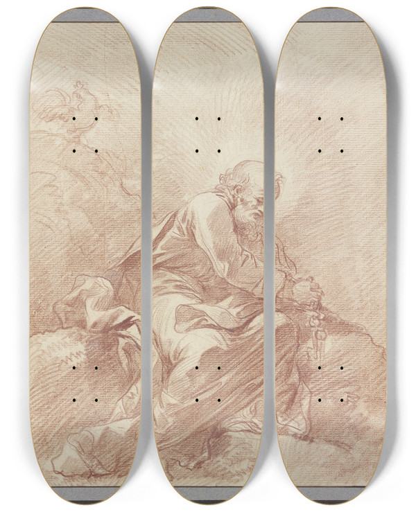 Triptych art skateboard deck of Gabrielfranois Doyen Die Reue Des Heiligen Petrus by Gabriel-Franois Doyen (1726-1806)