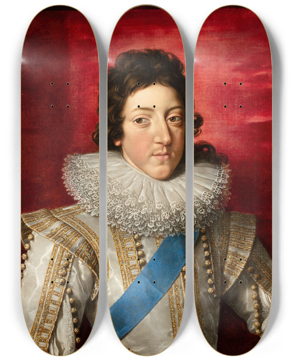 Triptych art skateboard deck of Frans Pourbus The Younger Louis Xiii King Of France 16011643 With The Sash And Badge Of The Order Of Saint Esprit by Frans Pourbus The Younger (1569-1622)