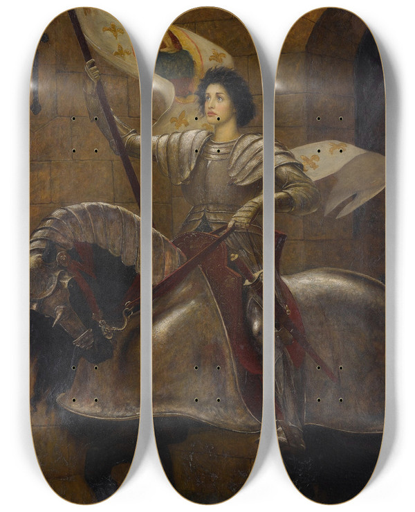 Triptych art skateboard deck of William Blake Richmond Joan Of Arc by William Blake Richmond (1842-1921)