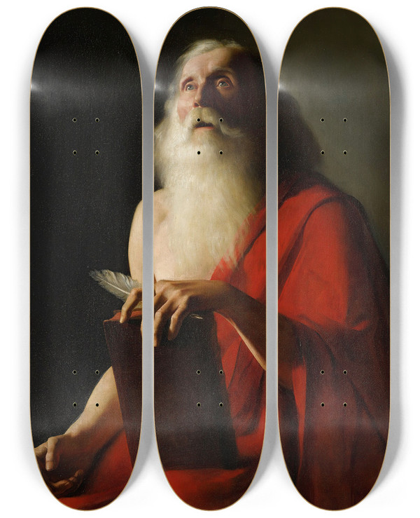 Triptych art skateboard deck of Flix Auguste Clment Lvangliste by Felix Auguste Clement (1826-1888)