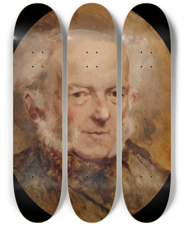 Triptych art skateboard deck of Eugne Isabey Portrait Du Peintre Jeanbaptiste Isabey Pre De Lartiste by Eugene Isabey (1803-1886)