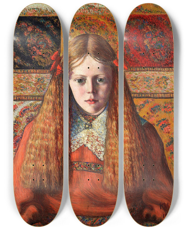 Triptych art skateboard deck of Konrad Mgi Norra Ttarlapse Portree by Konrad Magi (1878-1925)