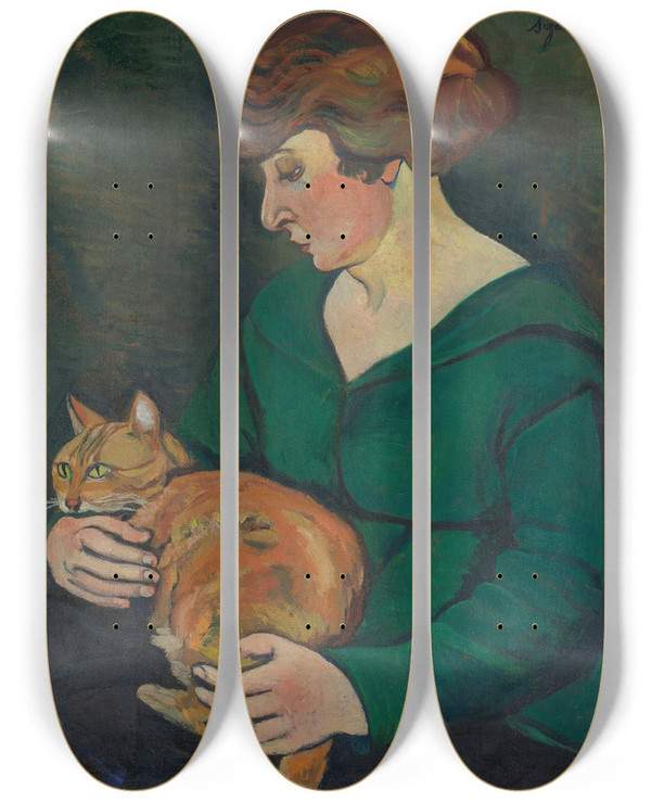 Triptych art skateboard deck of Suzanne Valadon Louson Et Raminou by Suzanne Valadon (1865-1938)