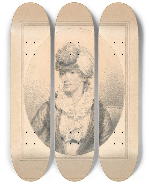 Triptych art skateboard deck of Henry Edridge Portrait Of A Young Lady In A Turban by Henry Edridge (1769-1821)