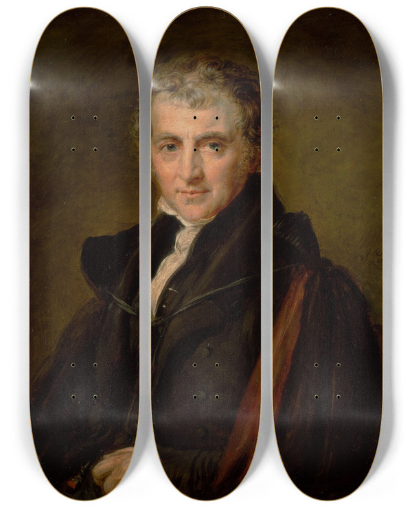 Triptych art skateboard deck of John Linnell Augustus Wall Callcott Ra by John Linnell (1792-1882)