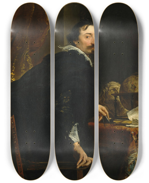Triptych art skateboard deck of Anthony Van Dyck Lucas Van Uffel Died 1637 by Anthony Van Dyck (1599-1641)