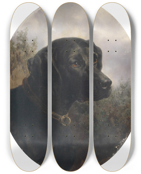 Triptych art skateboard deck of Carl Reichert Hector by Carl Reichert (1836-1918)