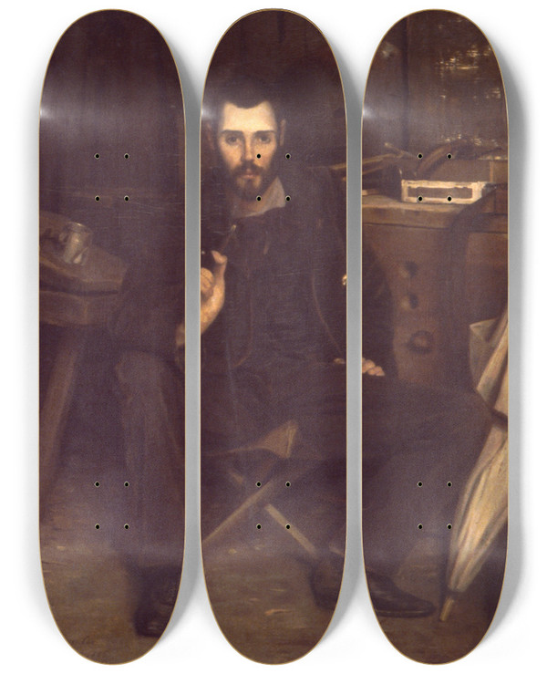 Triptych art skateboard deck of William Anderson Coffin Kenyon Cox by William Anderson Coffin (1855-1925)