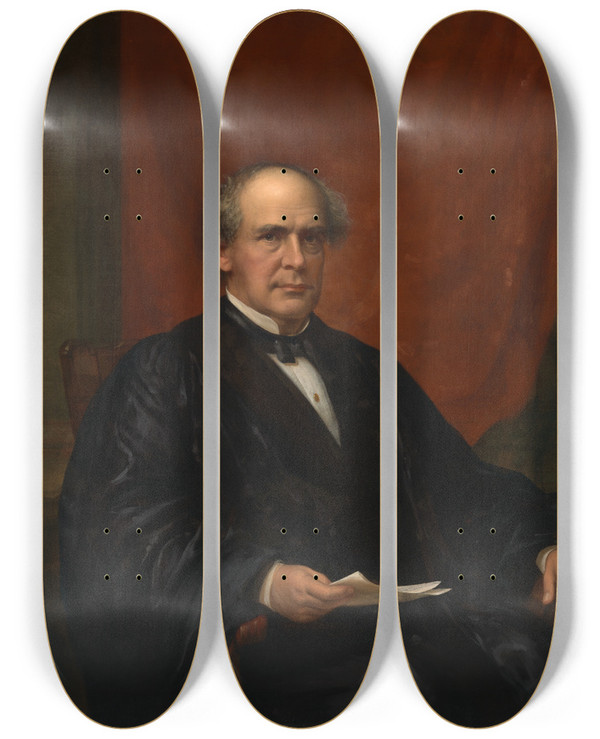 Triptych art skateboard deck of James Reid Lambdin Salmon Portland Chase by James Reid Lambdin (1807-1889)
