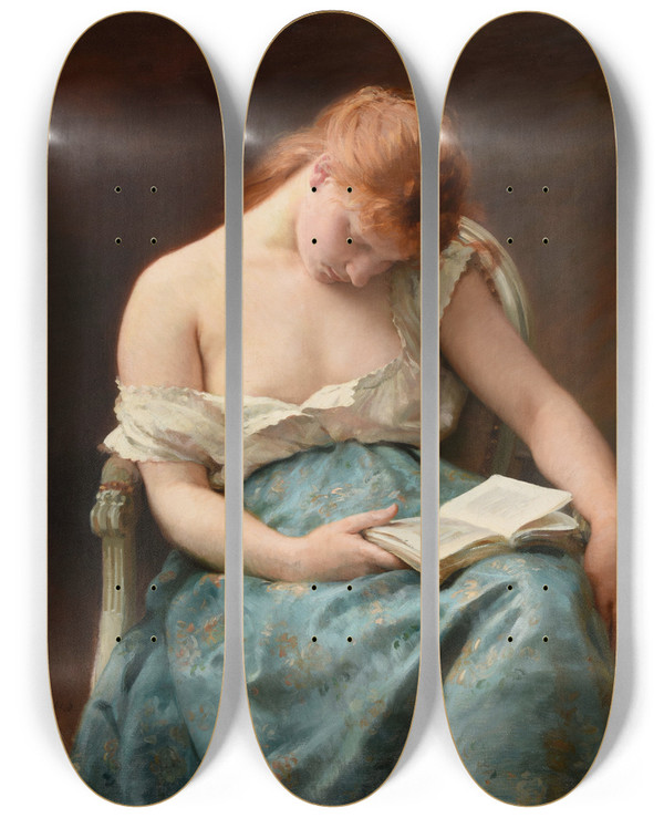 Triptych art skateboard deck of Jean Andr Rixens Lendormie by Jean Andre Rixens (1846-1925)