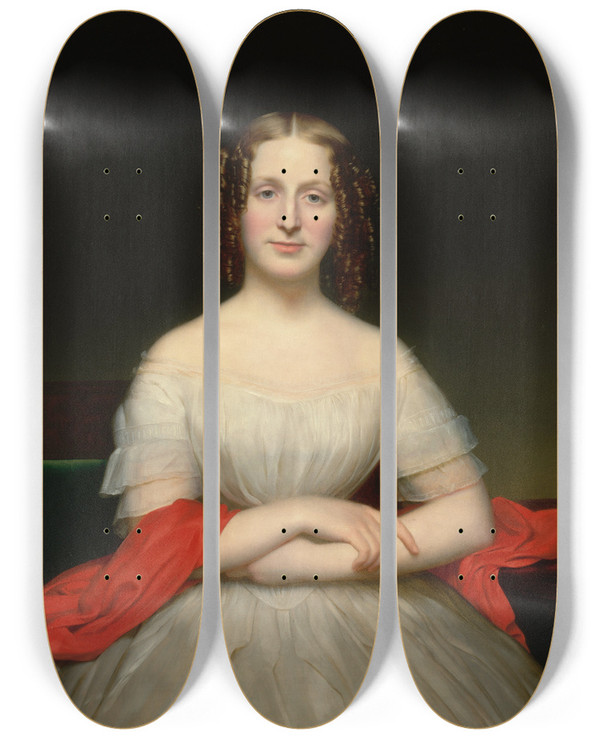 Triptych art skateboard deck of Charles Cromwell Ingham Portrait Of Fidelia Marshall by Charles Cromwell Ingham (1786-1863)