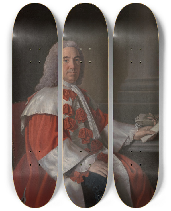Triptych art skateboard deck of Allan Ramsay Alexander Boswell Lord Auchinleck by Allan Ramsay (1713-1784)