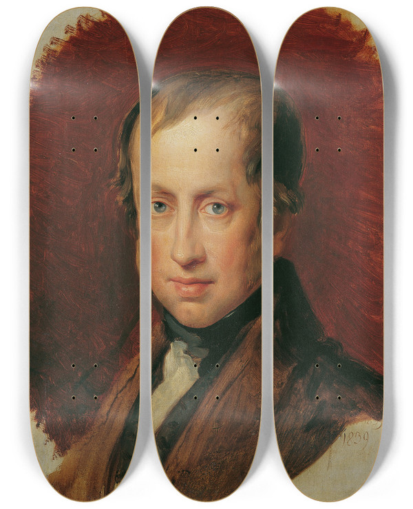 Triptych art skateboard deck of Friedrich Von Amerling Kaiser Ferdinand I Von Sterreich by Friedrich Von Amerling (1803-1887)